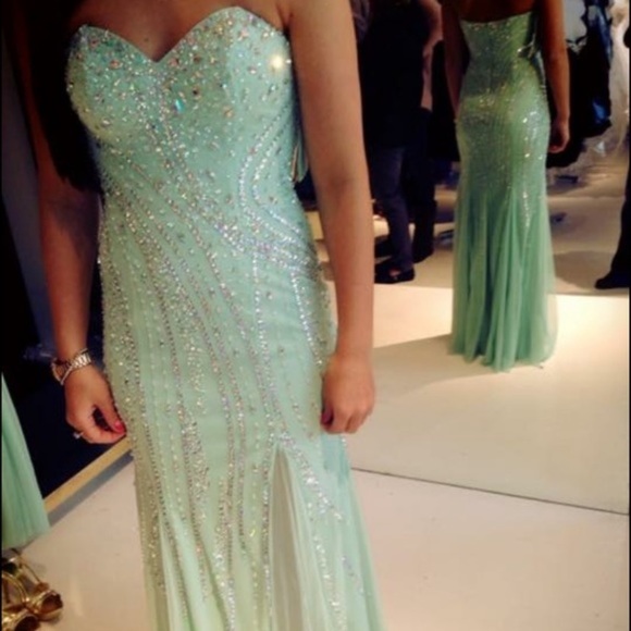 Strapless Aqua Formal Dress - Picture 1 of 3